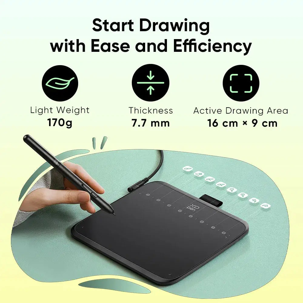 170 grams, 7.7 mm thin, hand drawing on the tablet